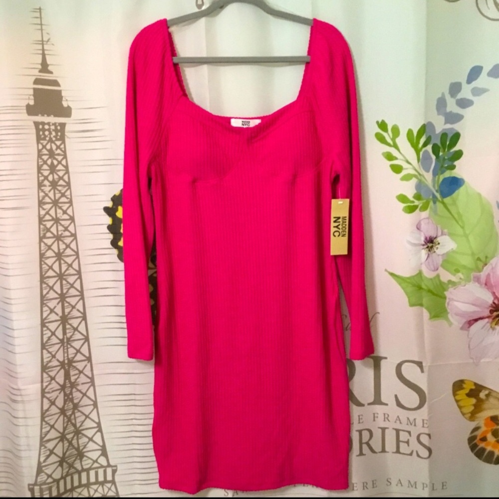 Madden NYC~NWT~Women’s Textured Dress in Punk Pink~Size XXL - Picture 5 of 10